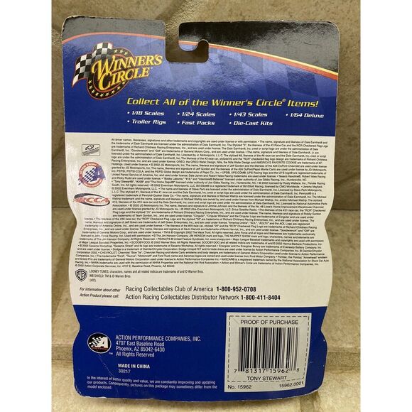 Tony Stewart 2001 Winner's Circle Die Cast Orange Pontiac Firebird NEW IN PACK! - Picture 3 of 3